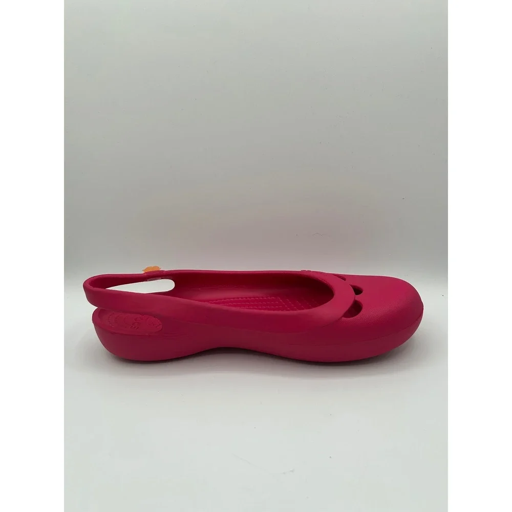 Crocs Shayna Women Sz 11 Pink Mary Jane Slingback Flat Shoes Comfort Clogs